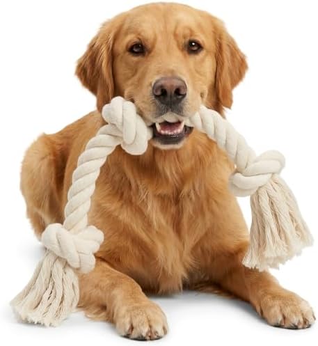 Barida Natural White Cotton Tough Dog Rope Toy for Medium & Large Dogs. Non Toxic and Premium Rope Toys for Dogs. by Barida