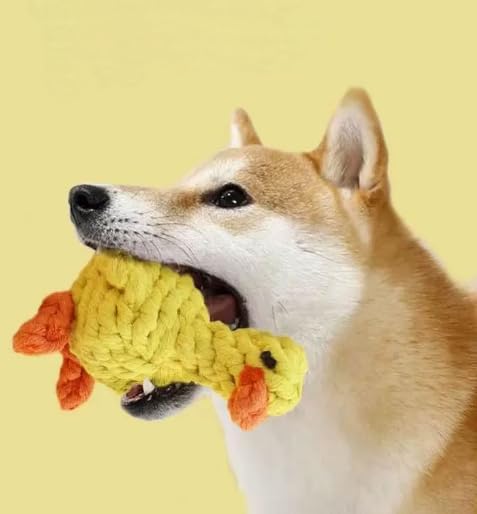 Vaulted Skulls & Co Dog Duck Toy Small 5" | Rope Dog Toys | Ducky Pet Toys | Tug of War Rope Doggy Toys | Pull & Tug Dogs Toy | Duck Doggy Treats | Yellow/Orange | 5"