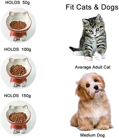 Nihow Elevated Cat Bowls,6 Inch Ceramic Raised Cat Food and Water Bowl Set - Image 3
