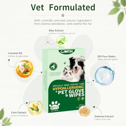 Pet Cleaning Glove Wipes for Dogs & Cats, 6 Pcs - Image 5