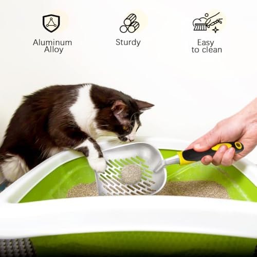 Cat Litter Scoop-Metal Cat Scooper-Long Handle Scoop,Cat Scooper-Poop Sifting-Mesh Shovel-Suitable for Cat Litter Box, (Yellow) - Image 6