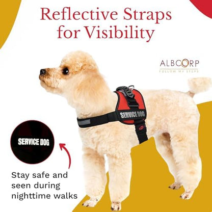 ALBCORP Service Dog Vest Harness – Reflective, No-Pull Harness with Handle & Comfy Mesh Padding – Sizes XXS-XL for Puppies, Small & Large Dogs – 2 Removable Service Patches Included (Small, Red) - Image 5