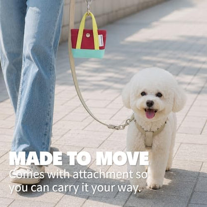 Dog Poop Bag Holder for Leash with 1 Waste Bag Roll, Canvas, Yellow Handle - Image 5