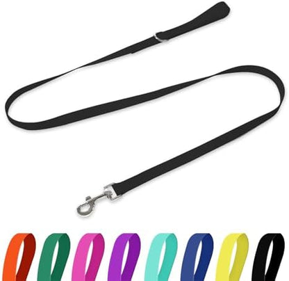 Waterproof Dog Leash, 5/6 FT Durable Odor-Proof Dog Leashes with Strong Metal Hooks Fits Small Medium or Large Dogs (Black, 6FT - 1 inch Width) by KiddingPets