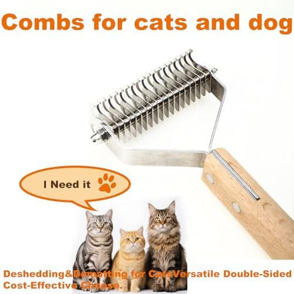 Dog Grooming Brush 2-in-1 - Undercoat Rake & Dematting Tool, Effective Shedding Control for Detangling All Dog Sizes - Image 6