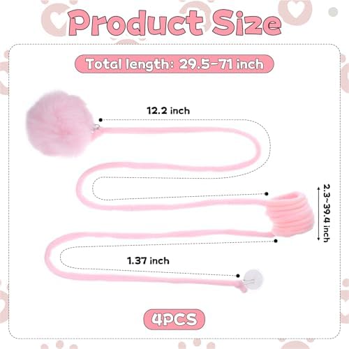 InnoHHustle 4PCS Cat Spring Toys, Hanging Fluffy Cat Ball Toys with Bell Stretchable Interactive Cats Teaser Soft Plush Interactive Cat Toy for Indoor Cats Kitten Play Chase Exercise - Image 2