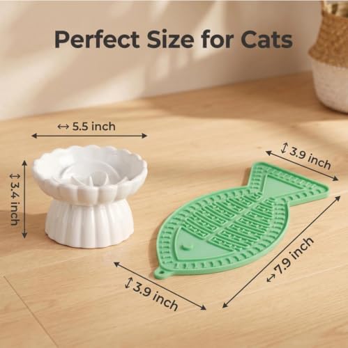 Ceramic Cat Slow Feeder, Raised Slow Feeder Cat Bowl, Anti Vomiting and Whisker Friendly, Non-Toxic - Image 3