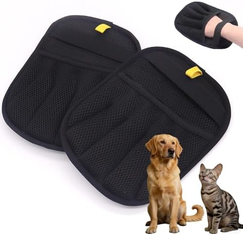 Pet Hair Removal Gloves for Dogs and Cats 2-Pack, Five-Finger Electrostatic Pet Hair Remover, Reusable Shedding & Lint Cleaning Gloves for Clothes Sofa Carpet Car Seats by Unknown