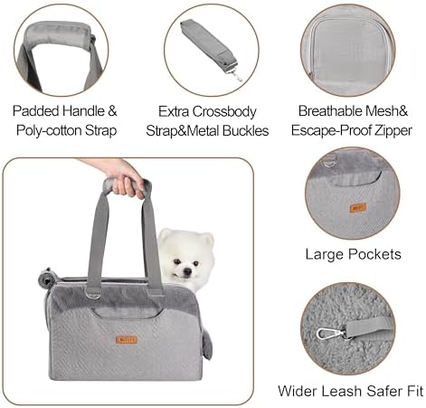 Dog Purse Carrier for Small Dogs Cats Rabbits Up to 12lbs, Lightweight Pet Sling Carriers with Large Pockets, Portable Puppy Soft Sided Tote Bag Carrier for Vet,Hiking,Travel - Image 3