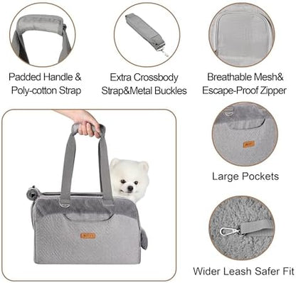 Dog Purse Carrier for Small Dogs Cats Rabbits Up to 12lbs, Lightweight Pet Sling Carriers with Large Pockets, Portable Puppy Soft Sided Tote Bag Carrier for Vet,Hiking,Travel - Image 3