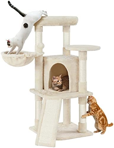 Yaheetech Cat Tree, 42in Play Tower for Indoor Cats, Kitten House with Large Perch & Scratching Posts & Cozy Condo & Scratching Ramp, Cat Furniture Activity Center, Beige by Unknown