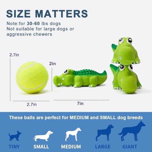 Squeaky Dog Toys for Medium Dogs, Soft Latex Squeaky Dog Ball, Cute Funny Squeak Crocodile Pet Toys - Image 4
