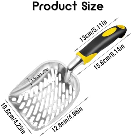 Cat Litter Scoop-Metal Cat Scooper-Long Handle Scoop,Cat Scooper-Poop Sifting-Mesh Shovel-Suitable for Cat Litter Box, (Yellow) - Image 2