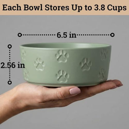 Ceramic Dog Bowl Set of 2 w/ Anti-Skid Base 6.5"W x 2.5"H, 3.8 Cup Capacity - Image 6