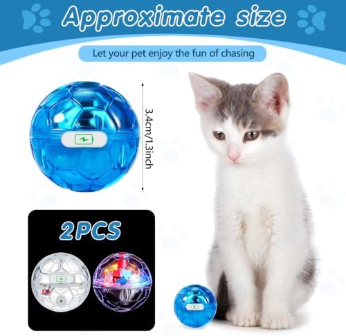 Sratte 2 Pcs Rechargeable Light up Cat Ball Ghost Hunting, Blue - Image 2