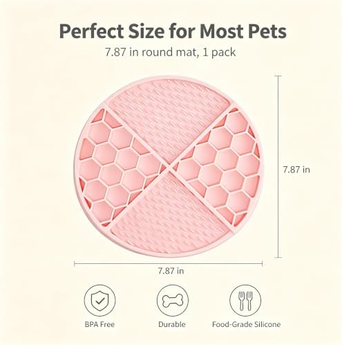 61-Suction Lick Mat for Dogs Cats, Pink 7.87" BPA-Free Silicone - Image 5