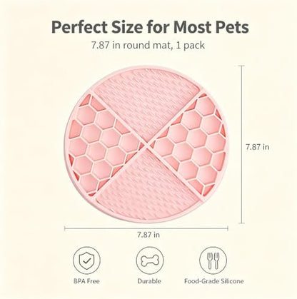 61-Suction Lick Mat for Dogs Cats, Pink 7.87" BPA-Free Silicone - Image 5
