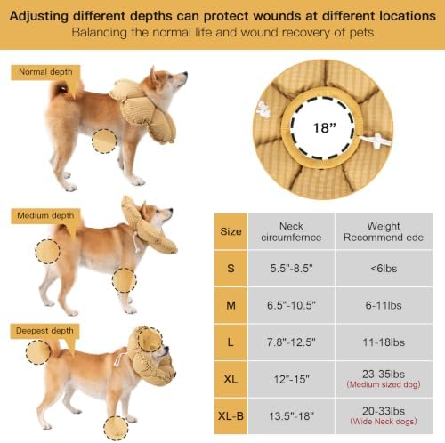 H HIDREAM Soft Dog Cones for Medium Dogs,Cute Adjustable Cone for Dogs to Stop Licking,Dog Recovery Collars & Cones that can Protect Head and Foot Wounds，Daisy Yellow All-Season Style - Image 2