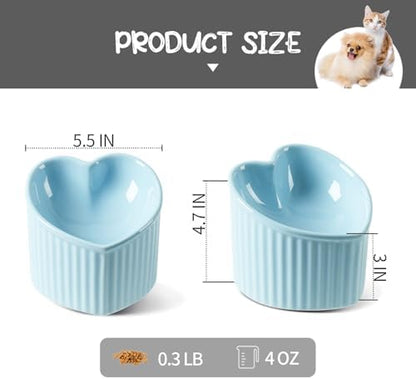 5.5" Blue Ceramic Raised Tilted Cat Food Bowl 1 Pack - Image 3