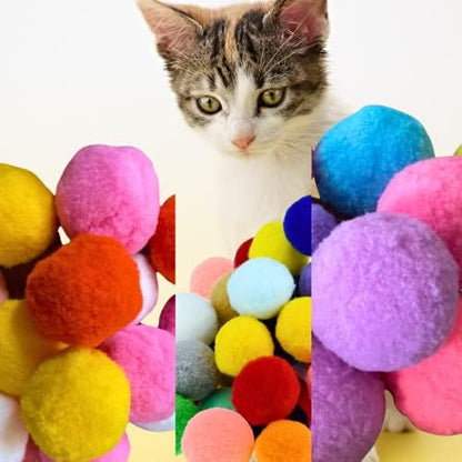 Premium Soft Pom Pom Balls for Kittens - Lightweight, Interactive, Assorted Colors - Plush Toy for Kitten Training and Play - Pet Products for Cats (Mixed Sizes 20 Balls) by Shizhoo