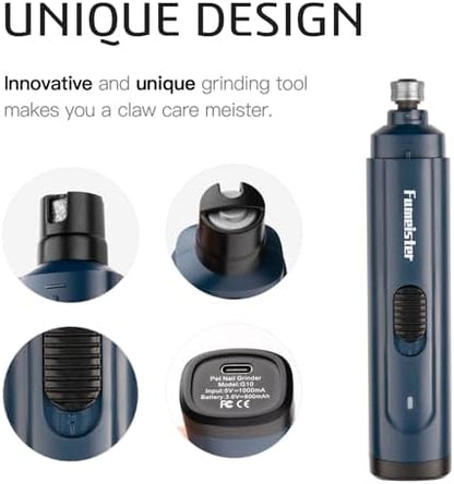 Pet Nail Grinder for Dogs - Quiet 2-Speed Type-C Rechargeable Dog Nail Trimmer, Low Noise Paw Grooming for Dogs & Cats (Blue) - Image 3