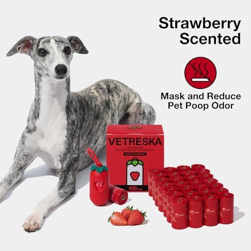 VETRESKA Dog Poop Bags with Handle 450 Count, Strawberry Scented Waste Bag - Image 6