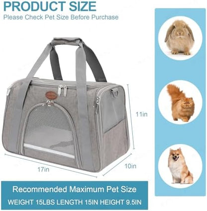 Cat Carrier Dog Carrier Pet Carriers for Medium Small Cats Dogs Puppies up to 15 Lbs,TSA Airline Approved Small Dog Cat Carriers Soft Sided,Collapsible Travel Puppy Carrier (Grey, Medium) - Image 5
