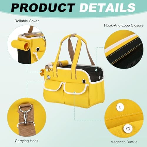 Cat Carrier for Pet, Adjustable Shoulder Strap, Breathable Dog Carrier Cat Carrying Case Animal Travel Bag Up to 16.5 lbs (Yellow), Intended for Hiking/Camping/Traveling - Image 3