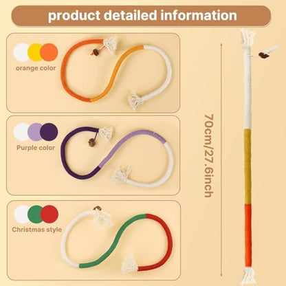 YUDANSI Catnip Toys for Indoor Cats, Snaky Rope Toys with Gall Fruit for Cat Playing Chewing Teeth-Cleaning, Interactive Cat Chew Toy in Assorted Colors for Teething Pets, 3Pcs, No-Squeaky - Image 3