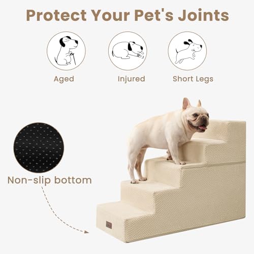 Aodisman Dog Stairs for High Beds 22.6" H, 5-Step Pet Steps for Small Dogs - Image 5