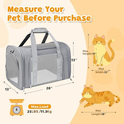 Large Cat Carrier Soft Up to 28 Lbs, Breathable Pet Bag with Steel Frame - Image 2
