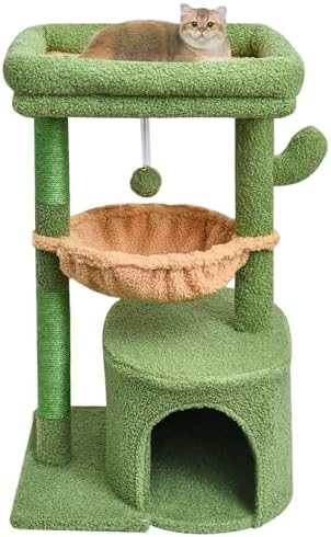 SYANDLVY Cactus Cat Tree for Indoor Cats, Green Activity Tower for Kittens by SYANDLVY