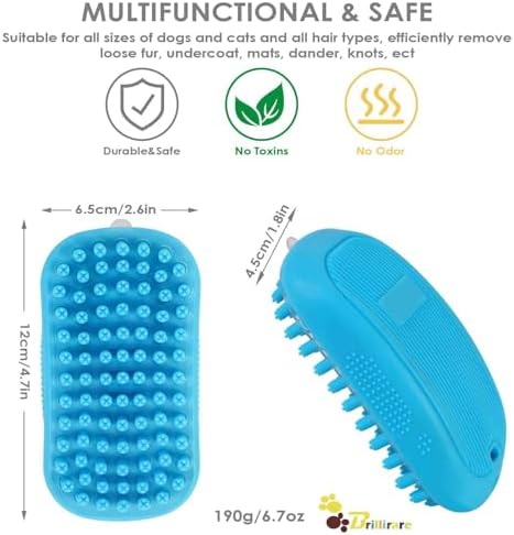 Dog Grooming Brush, Premium Soft Silicone Pet Bath Brushes, Rubber Massage Shampoo Soothing Comb Scrubber for Wet Dry Long Short Haired Dogs & Cats Massaging, Deshedding Shower - Image 2