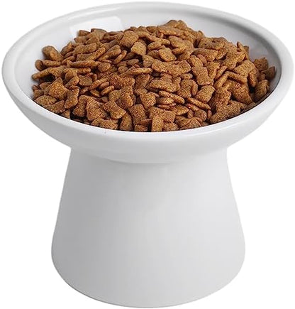 Ceramic Elevated Cat Food Bowls,6.2" Wide,1-Pack,White by KITCHENLESTARaddsmorebeautifulcolourstoyourlife