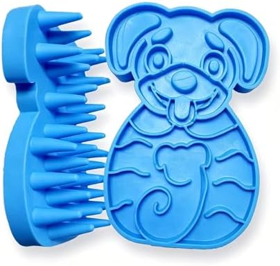 Pet Bath & Massage Brush,Pet Grooming Brush,Soft Rubber Scrubber for Brushing,Massaging,Bathing,Shampooing and Reducing Hairballs (Blue, Style 3) by Zdxftc