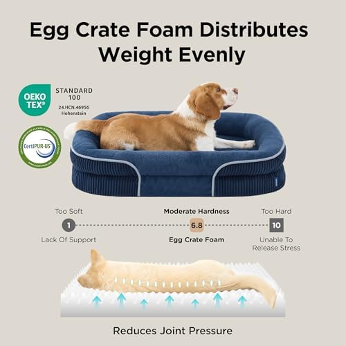 Bedsure XL 360°Oval Bolster Orthopedic Dog Beds Large Sized Dog,42" Blue - Image 4