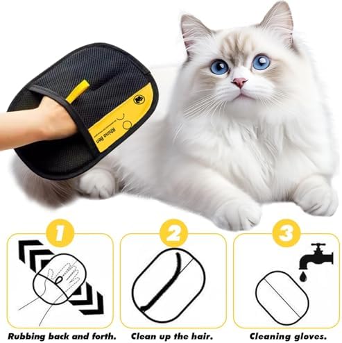 Electrostatic Pet Hair Removal Gloves | Effortless Deshedding for Dogs & Cats | Reusable & Machine Washable for Sofa, Car, Clothing & Beds (Black) - Image 3