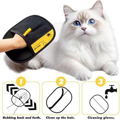 Electrostatic Pet Hair Removal Gloves | Effortless Deshedding for Dogs & Cats | Reusable & Machine Washable for Sofa, Car, Clothing & Beds (Black) - Image 3