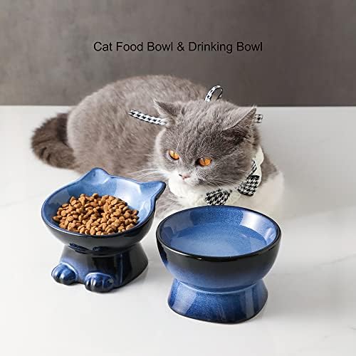 Nihow Elevated Cat Bowls,5 Inch Ceramic Raised Cat Food and Water Bowl Set - Image 4