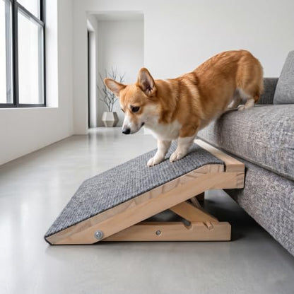 Adjustable Wooden Dog Stair Ramp, 4.3 & 5.5 Inch Height, Stable Lockable Non Slip Pet Step Ramp, No Assembly Required Foldable Pet Stairs (1-Pack) - Image 3