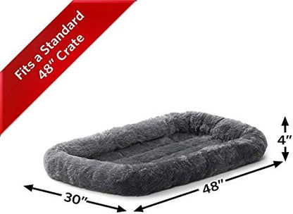 MidWest Homes for Pets QuietTime Dog Bed - Gray Faux Fur Bolster, Ultra-Soft and Machine Washable, Fits 48-Inch Crates and Carriers, for Extra-Large Breed Dogs - Image 2