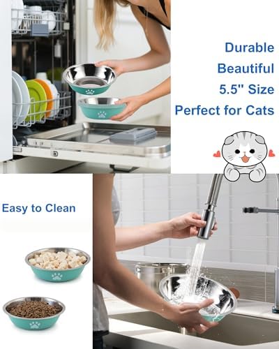 Stainless Steel Cat Bowl Whisker Friendly, Non-Slip, 6-Pack, 16 oz - Image 6