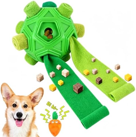 Dog Snuffle Ball,Interactive Puzzle Dog Toys with Strips and Squeaky Carrot by Petration