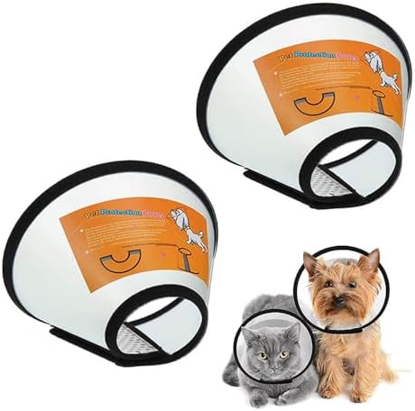 VOVIGGOL 2 Pack Cat Cones to Stop Licking, Cat E Collar Pet Cone for Cats After Surgery, Pet Elizabethan Collar Dog Head Cone Recovery Cone for Most Cats & Small Dogs (Size M, 5#) by VOVIGGOL