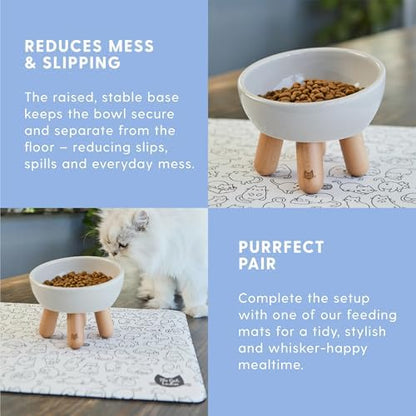 The Cat Ladies Tilted Ceramic Cat Bowl - Elevated Food Bowls Ceramic Pet Bowl - Raised Ceramics Bowls - Elevated & Tilted Design for Comfortable Eating - Dishwasher Safe - Wide Opening - Image 5