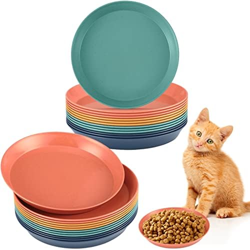 Gerrii 24 Pieces Fatigue Relief Cat Bowl 6 Inch Shallow Cat Food Dish Stray Wet Feeding Bowls Wide and Small Pet Plates for Ferrets Feral Short Legged Kitten Shelter(Elegant Color,Convention) by Gerrii