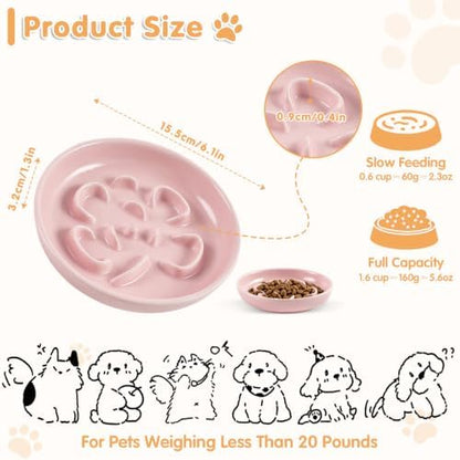 Cat Slow Feeder Bowl Set,2 Pcs Pastel Series Cat Plate for Dry and Wet Food - Image 2