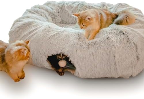 XxingSheep Extra Large Cat Tunnel Bed Plush Cat Cave for Indoor Adult Cats by XxingSheep