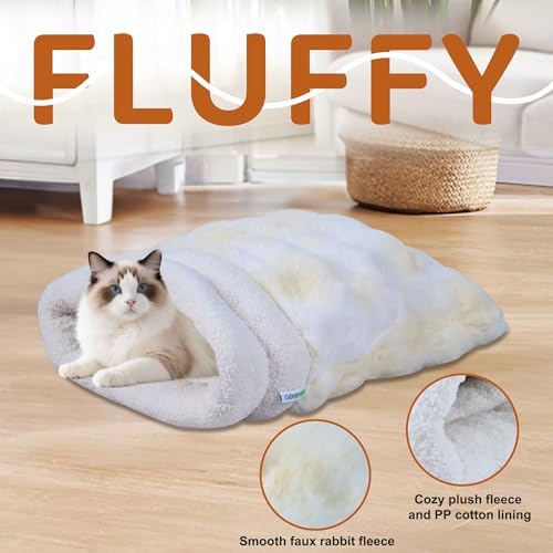 3 in 1 Semi-Enclosed Self Warming Burrow Cat Bed Sleeping Cave - Image 2