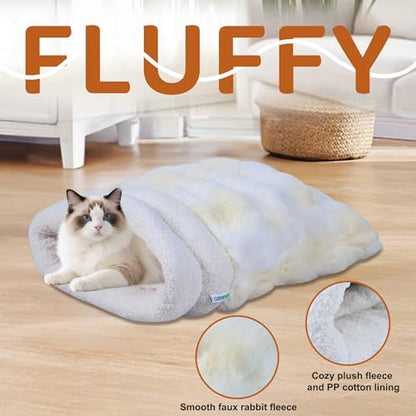3 in 1 Semi-Enclosed Self Warming Burrow Cat Bed Sleeping Cave - Image 2